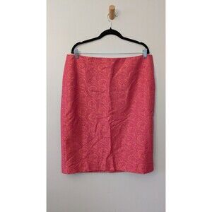 Linda Allard Ellen Tracy Pencil Skirt Size 16 Coral Pink Jacquard NWT $248